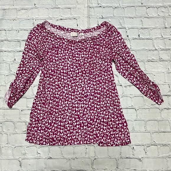Anthropologie Postmark Poodle Cat Pet Print Top Blouse S - Picture 2 of 4